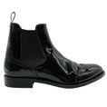 Load image into Gallery viewer, Church's Black Patent Wingtip Brogue Chelsea Booties
