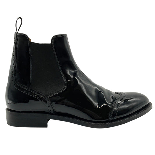 Church's Black Patent Wingtip Brogue Chelsea Booties