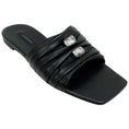 Load image into Gallery viewer, Casadei Black Leather Ruched Flat Slides with Crystals

