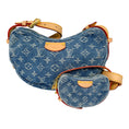 Load image into Gallery viewer, Louis Vuitton Blue 2024 Monogram Denim Croissant MM Handbag Set
