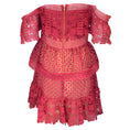 Load image into Gallery viewer, Self-Portrait Red Off-the-Shoulder Tiered Guipure Lace Mini Dress
