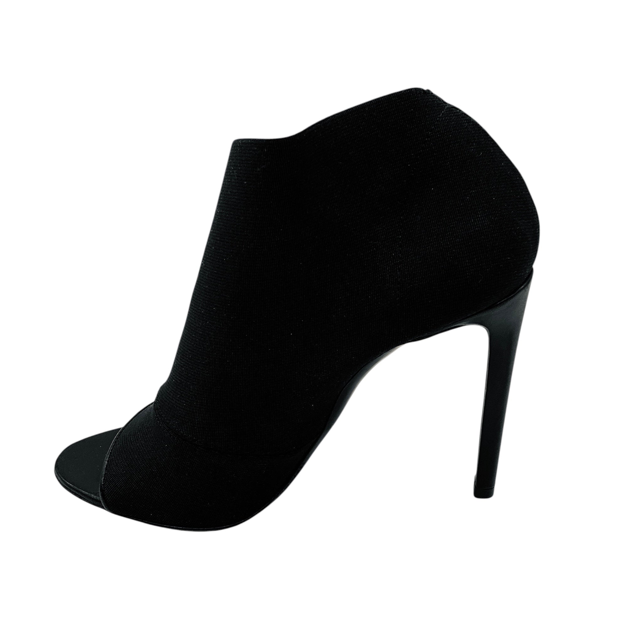 Balenciaga Black Stretch Open Toe Booties