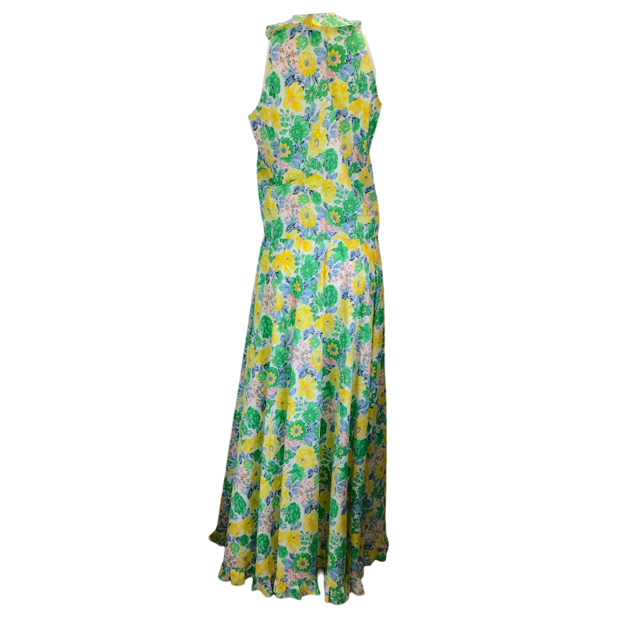 Plan C Green / Yellow Multi Floral Printed Maxi Dress