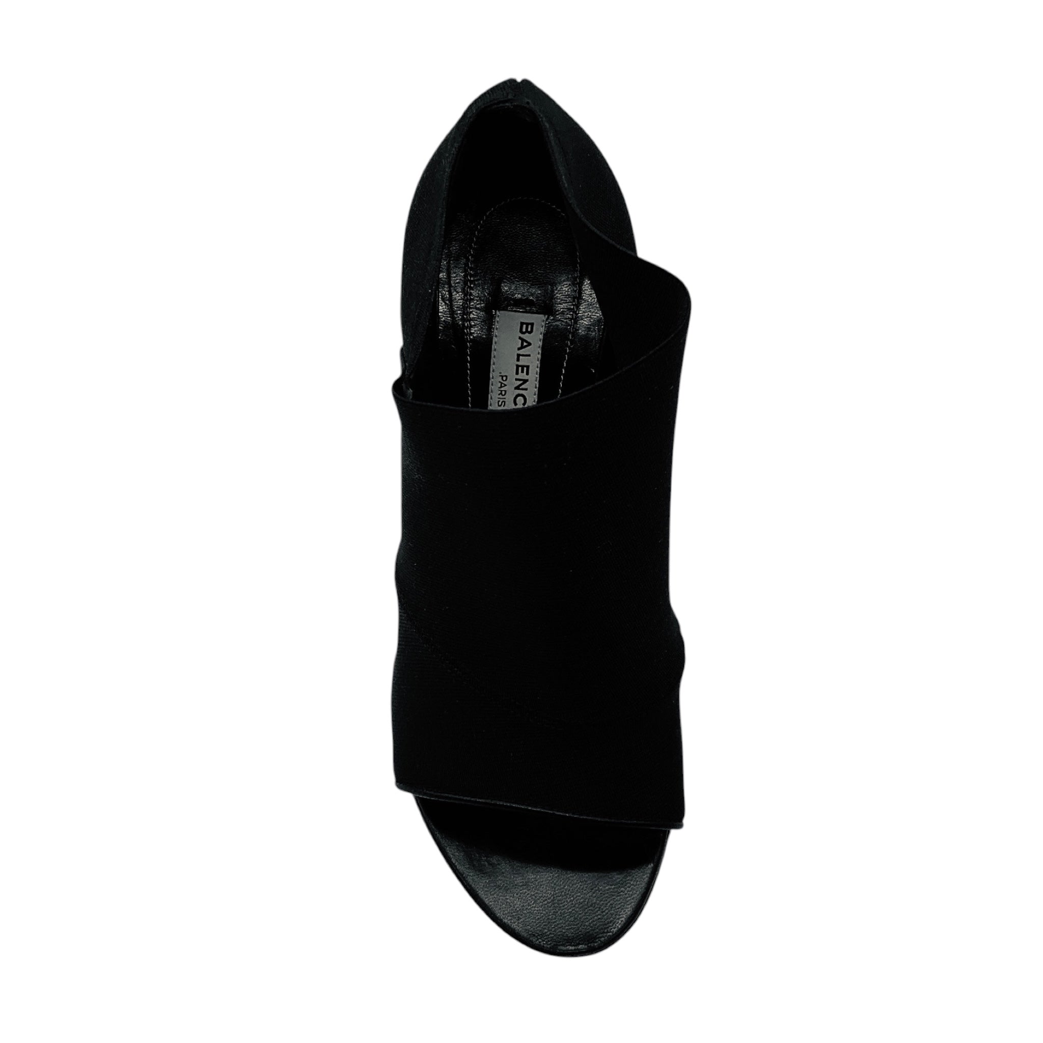 Balenciaga Black Stretch Open Toe Booties