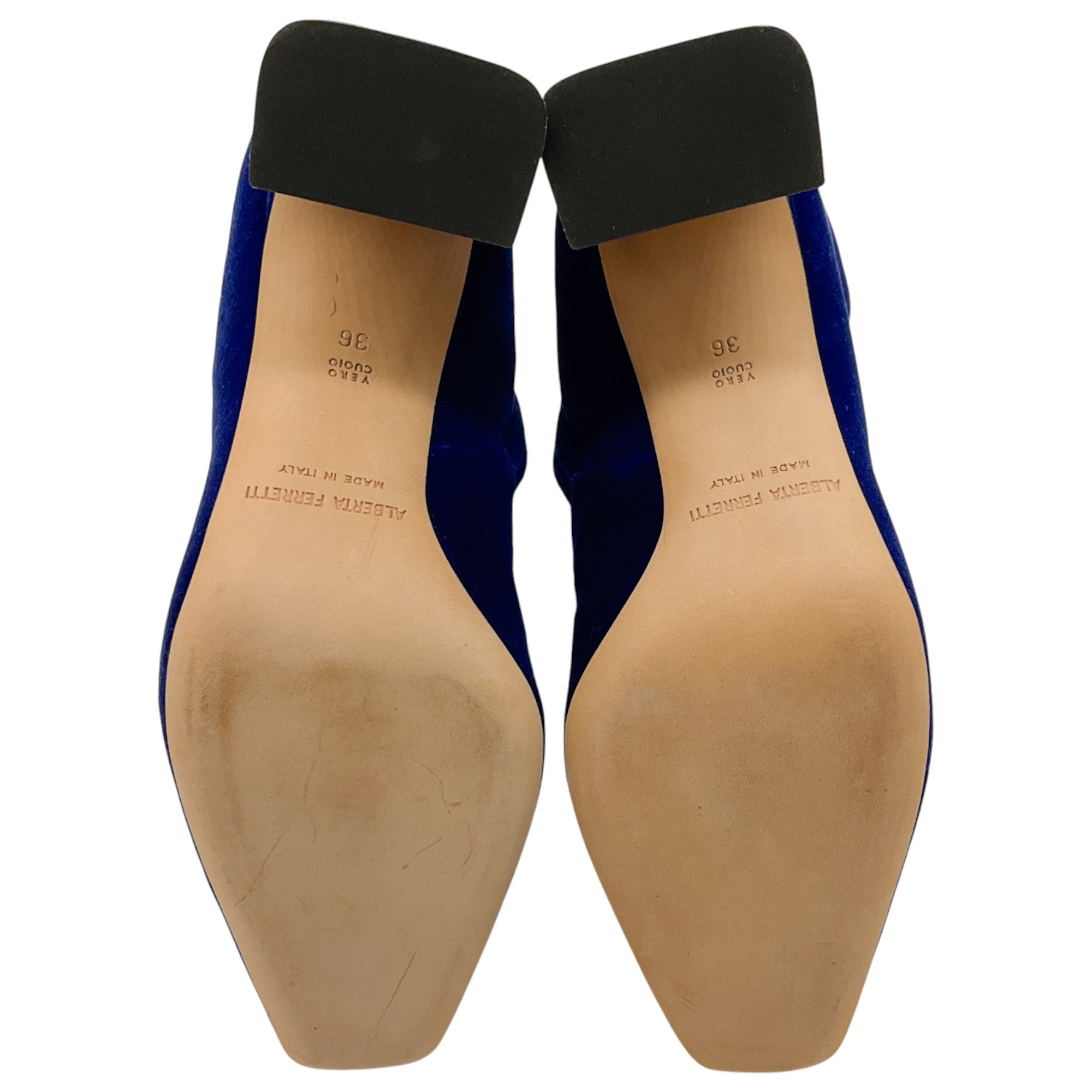 Alberta Ferretti Cobalt Blue Velvet Booties