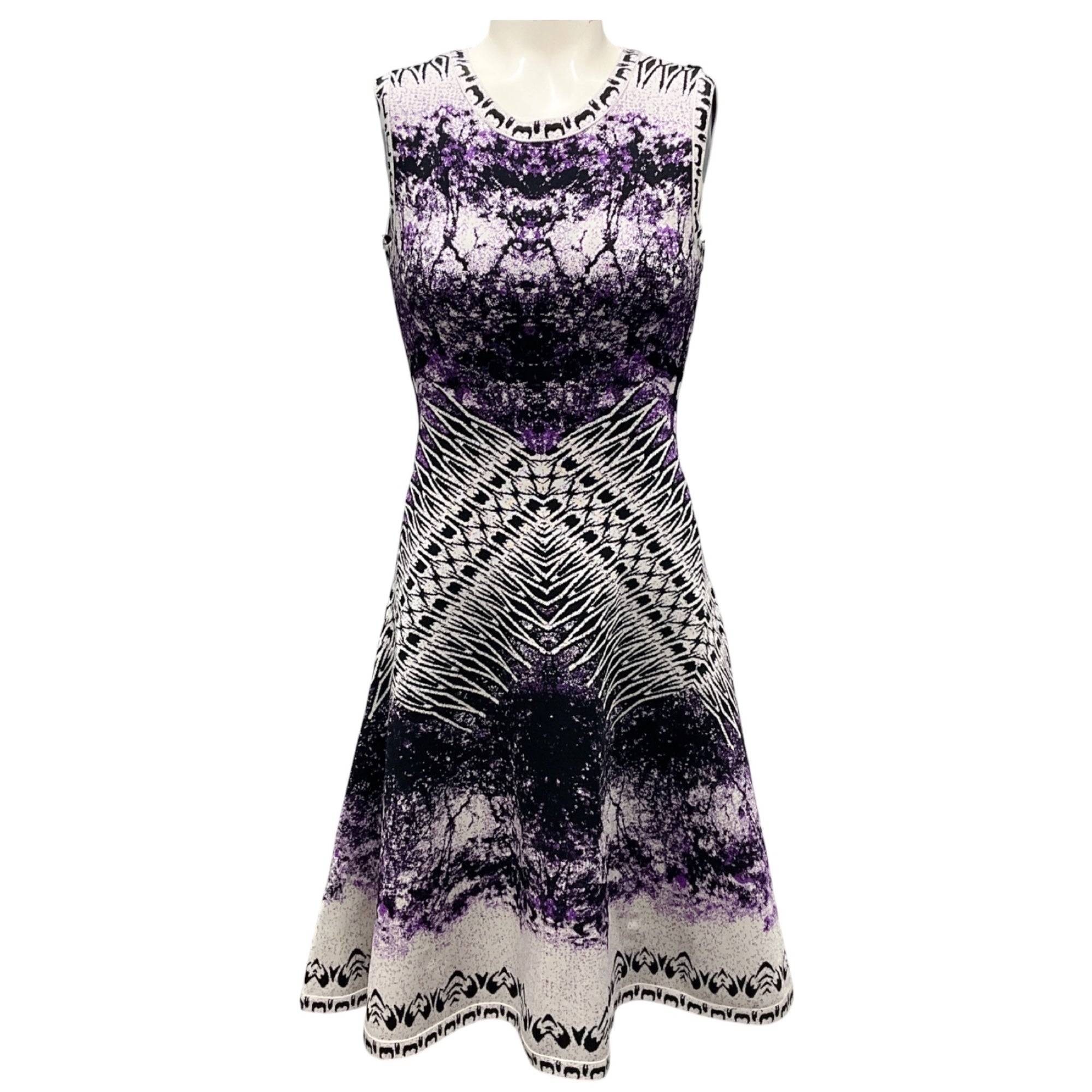 Herve Leger Violet Plum Sleeveless Stretch Knit Bandage Dress