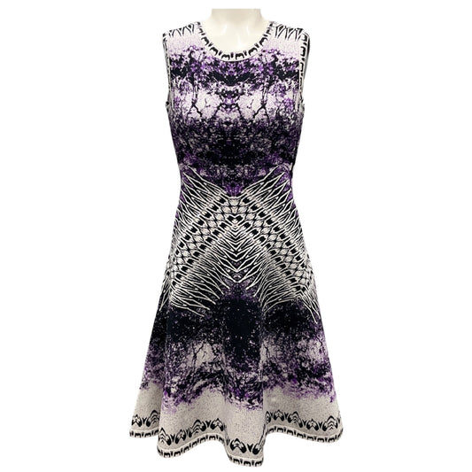 Herve Leger Violet Plum Sleeveless Stretch Knit Bandage Dress