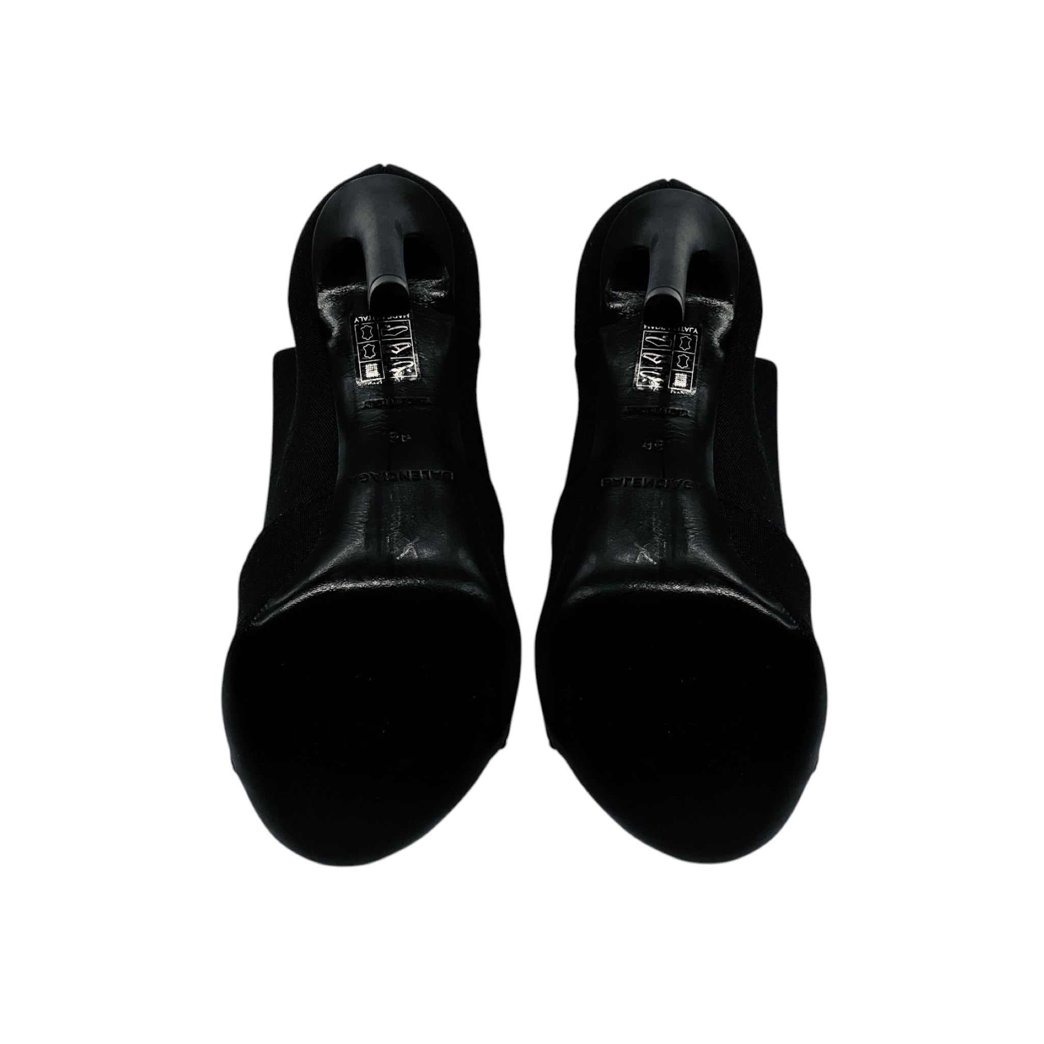 Balenciaga Black Stretch Open Toe Booties