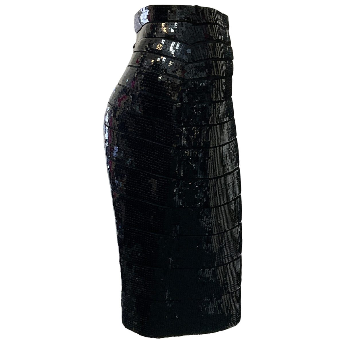 Herve Leger Black Sequined Skirt