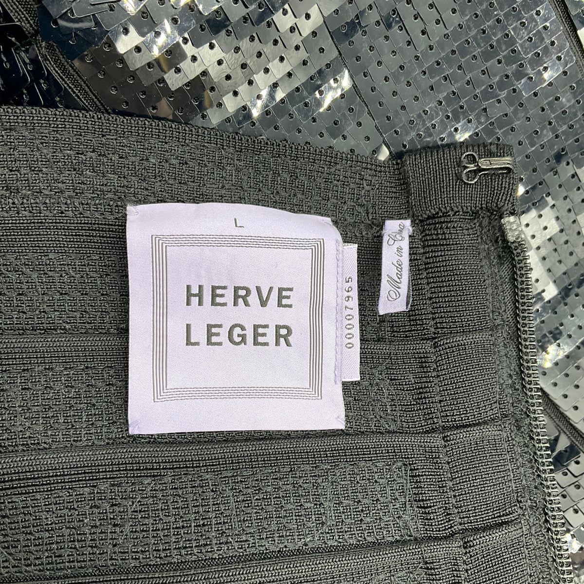 Herve Leger Black Sequined Skirt