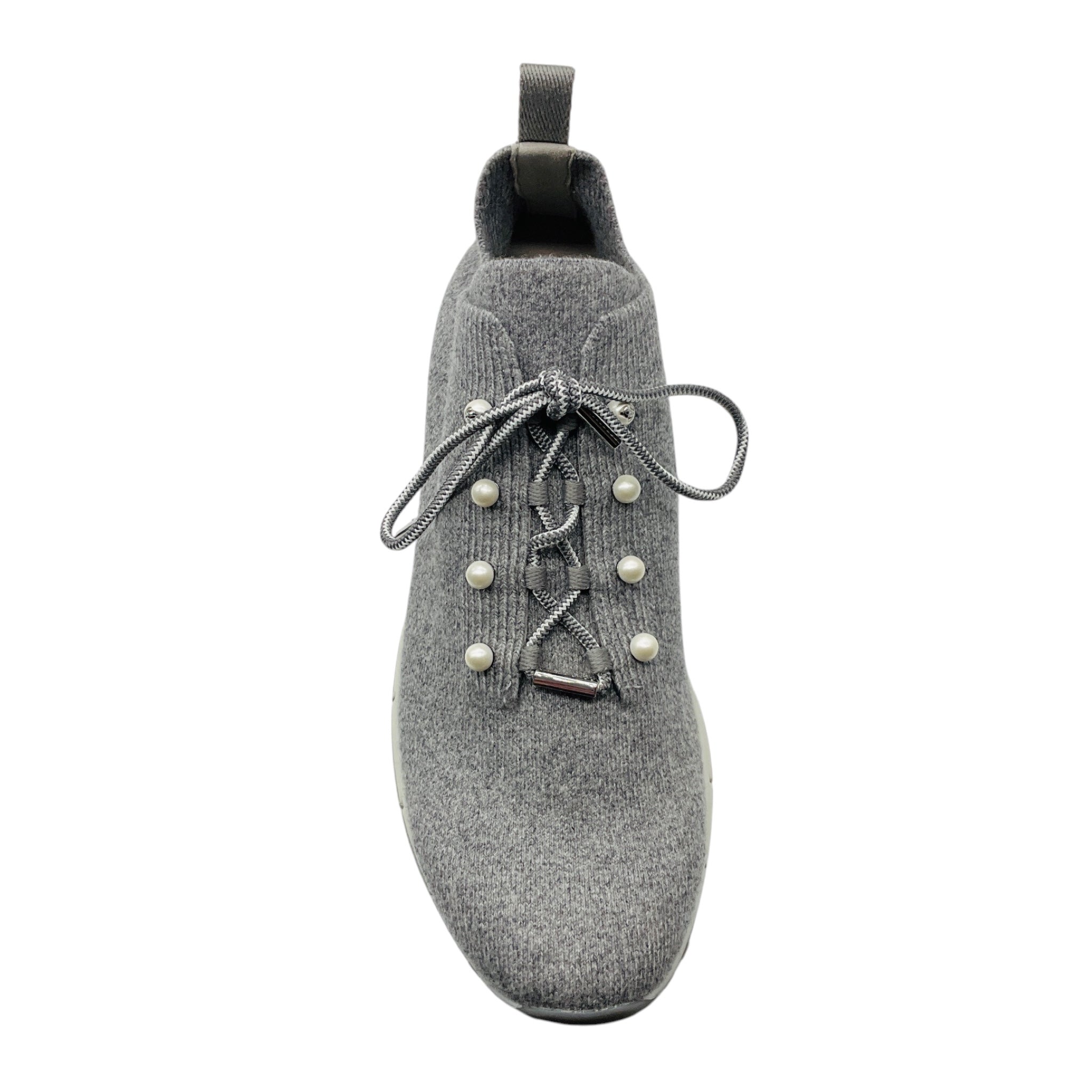 Jimmy Choo Grey Veles Pearl Embellished Knit Low Top Sneakers