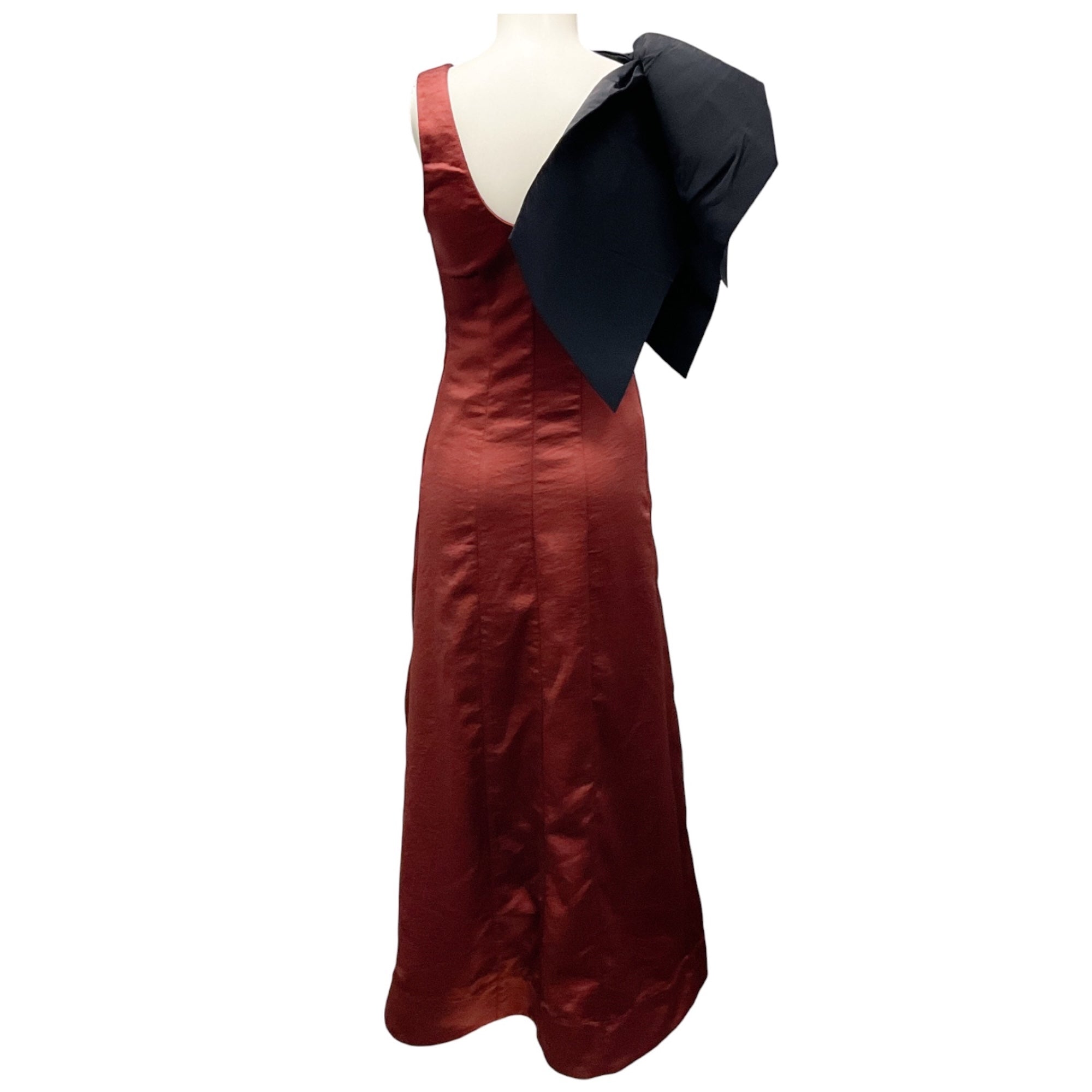 Proenza Schouler White Label Brown / Black Bow Applique Satin Cocktail Dress