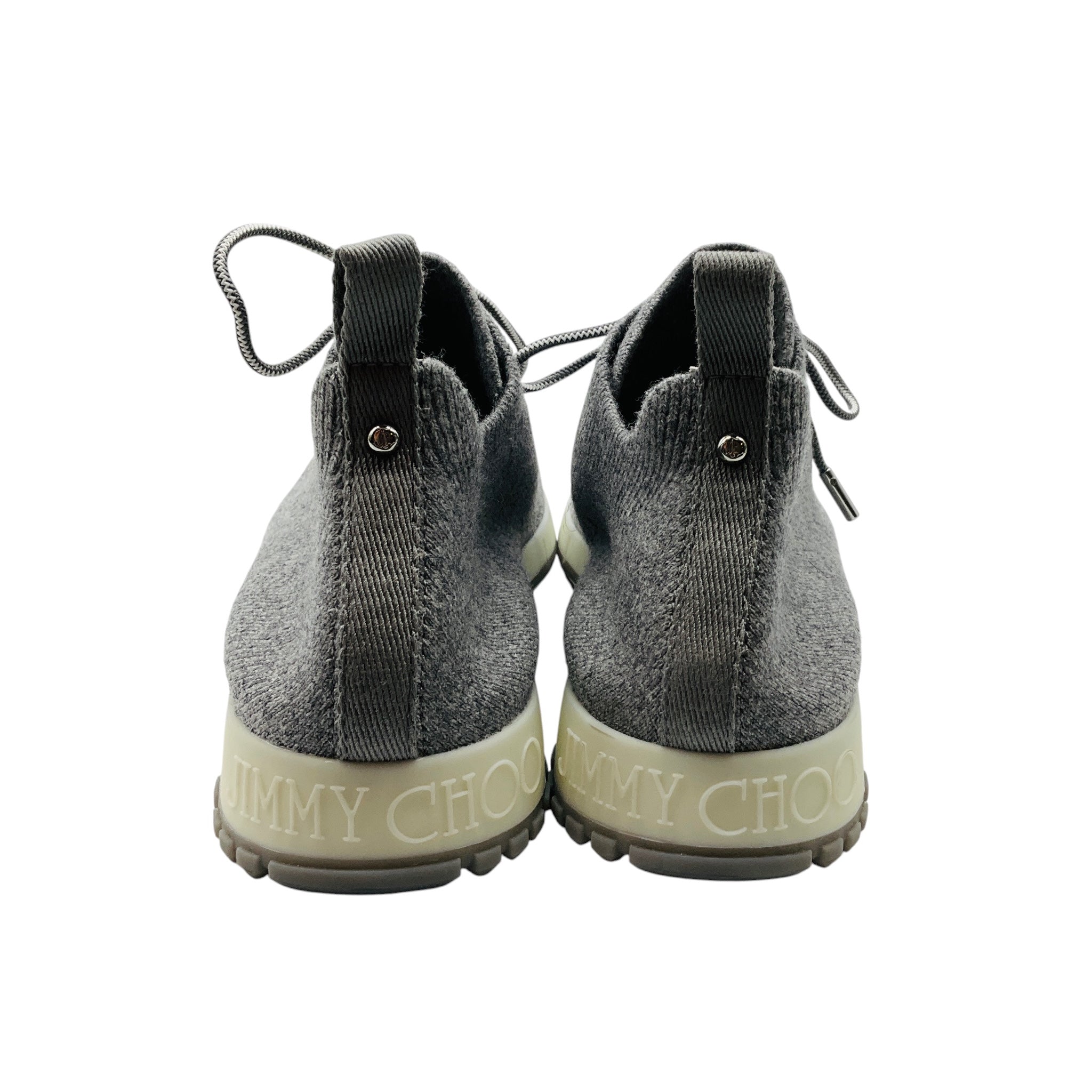 Jimmy Choo Grey Veles Pearl Embellished Knit Low Top Sneakers