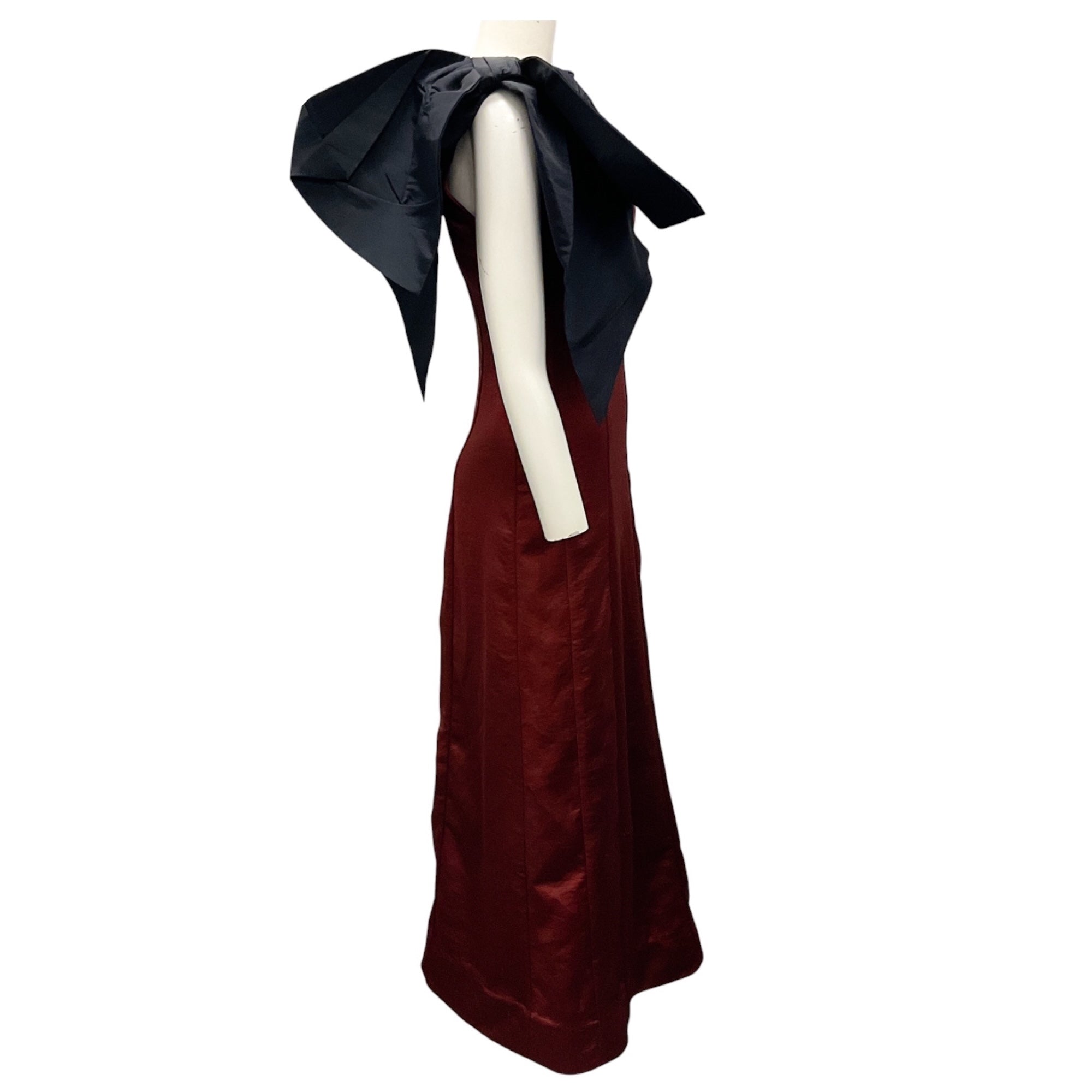 Proenza Schouler White Label Brown / Black Bow Applique Satin Cocktail Dress