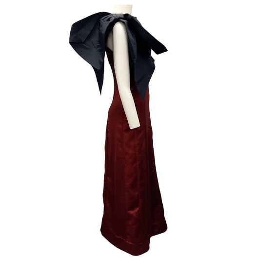 Proenza Schouler White Label Brown / Black Bow Applique Satin Cocktail Dress