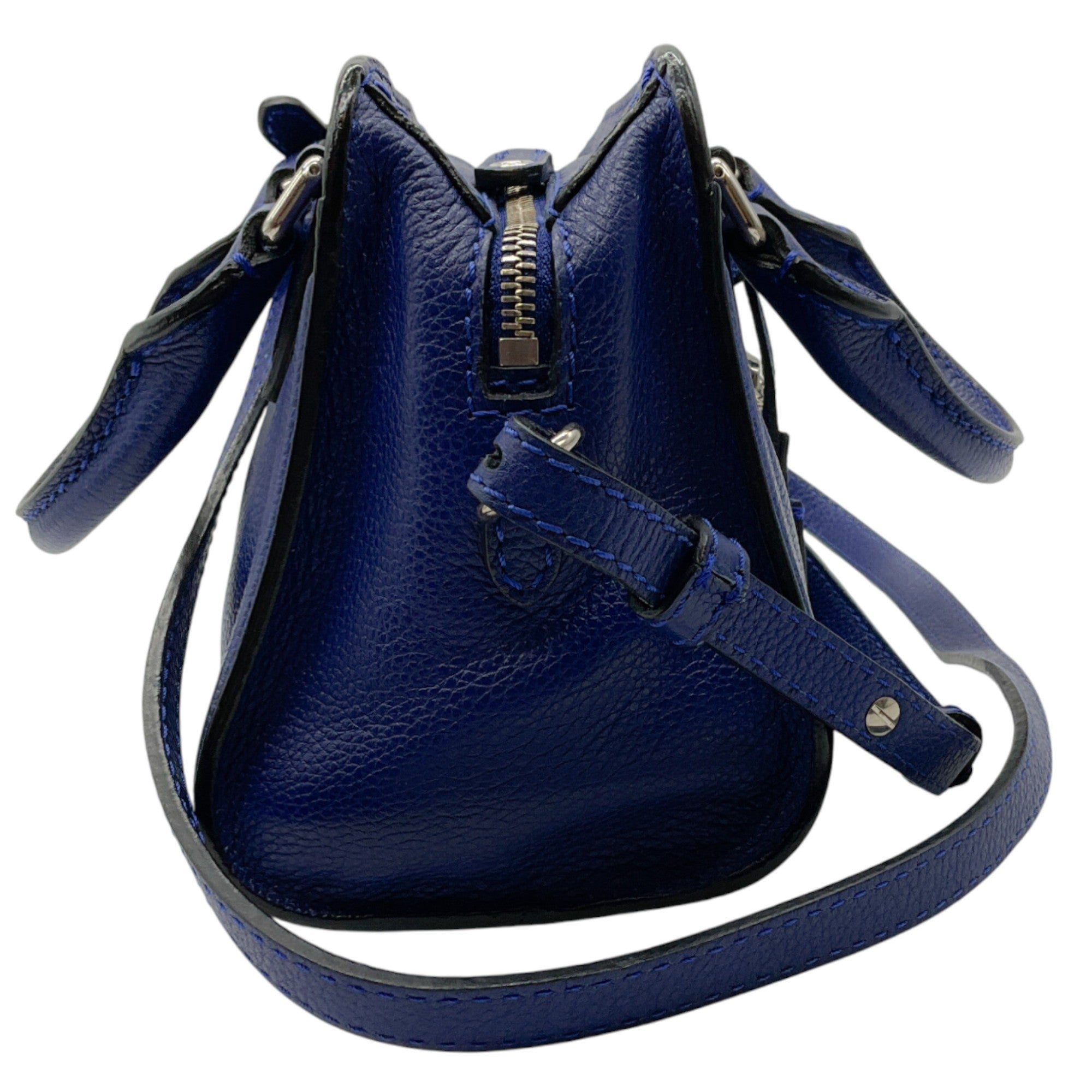 Alexander McQueen Blue Leather Mini Padlock Two Way Bag