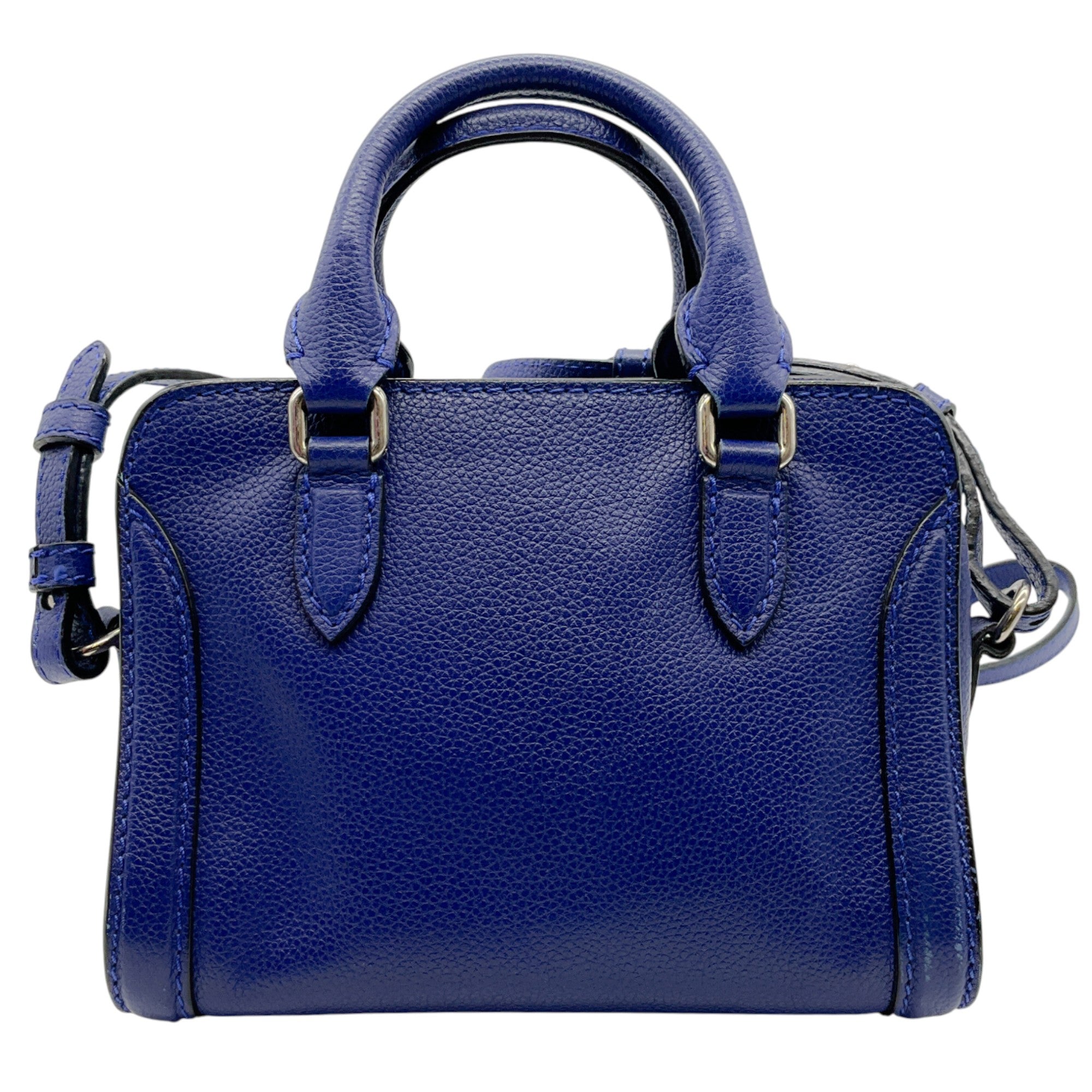 Alexander McQueen Blue Leather Mini Padlock Two Way Bag