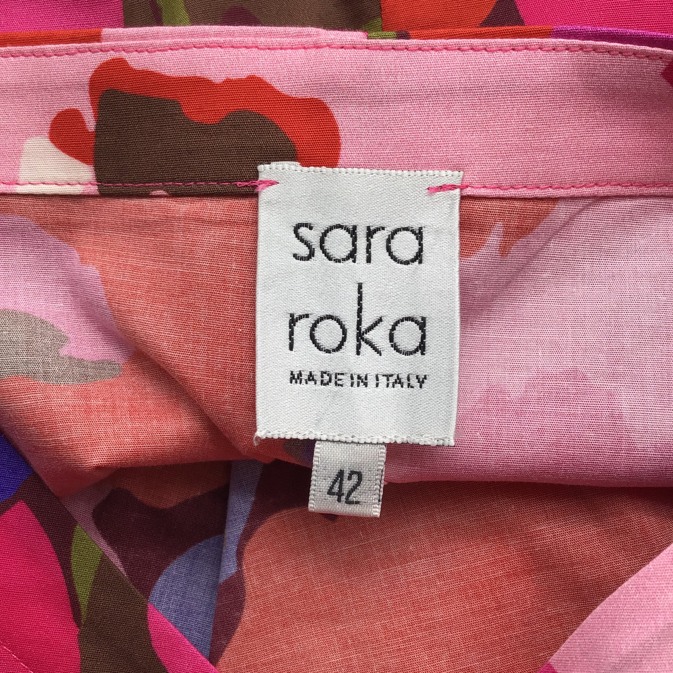 Sara Roka Pink Multi Floral Printed Sleeveless Cotton Dress