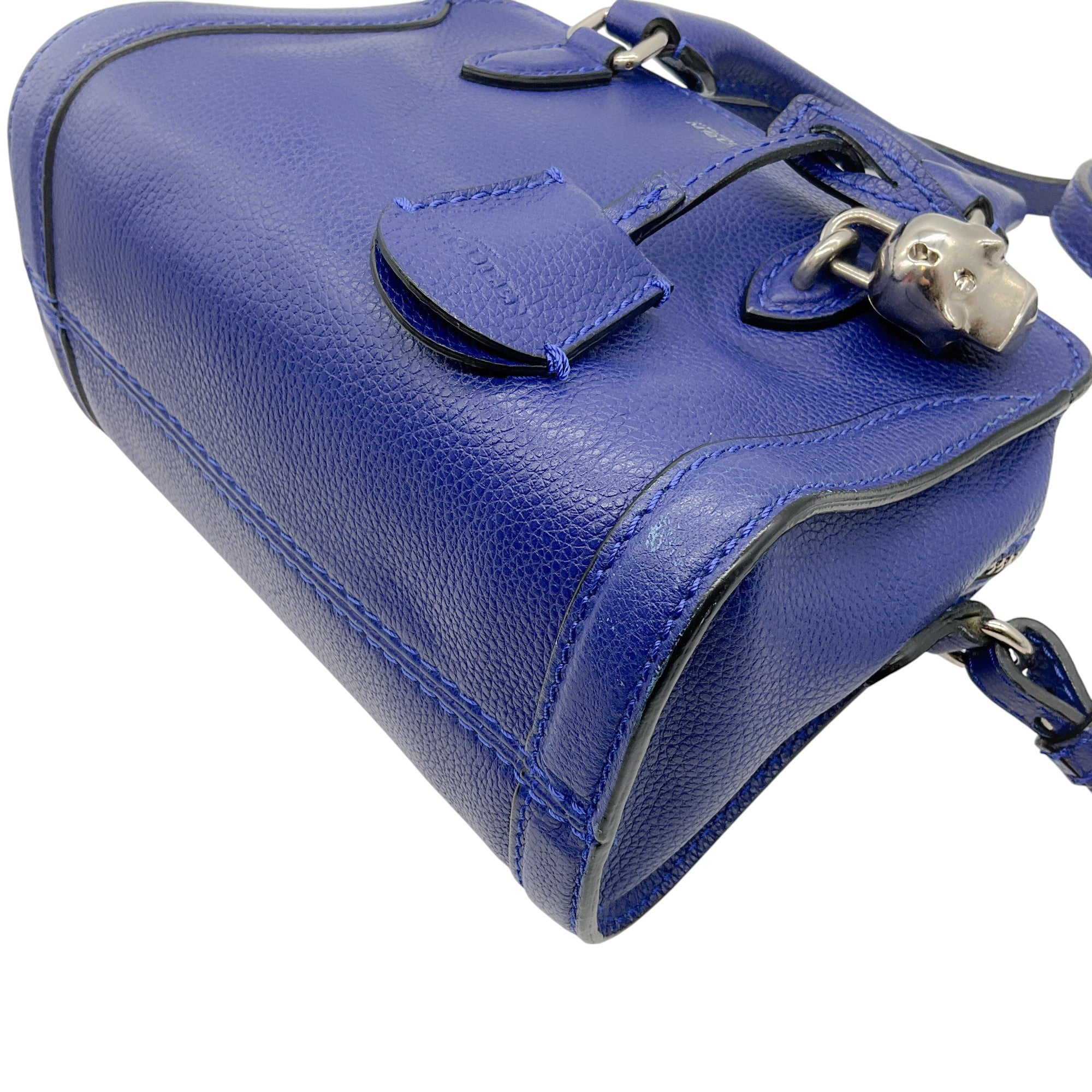 Alexander McQueen Blue Leather Mini Padlock Two Way Bag