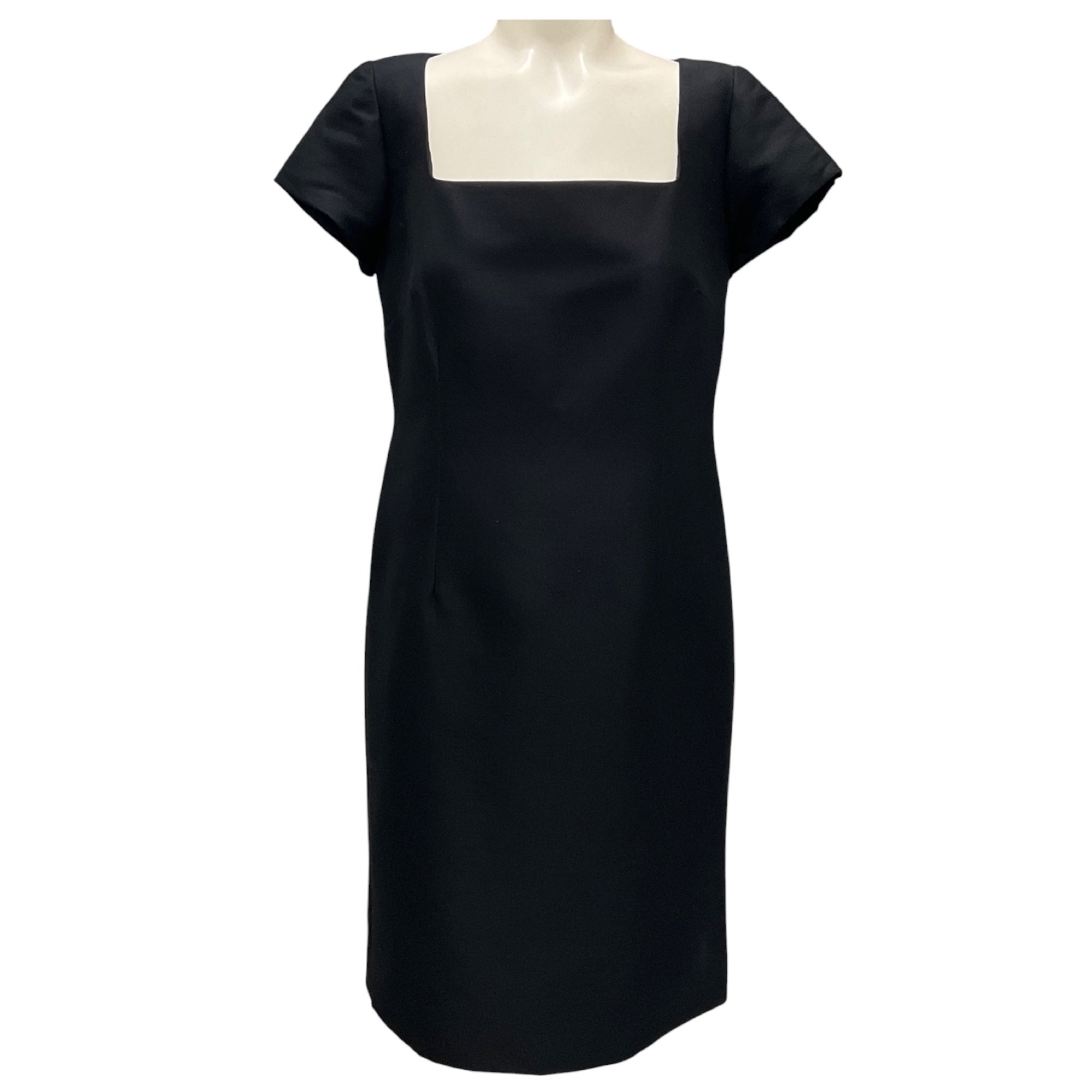 Lee Anderson Couture Black Cap Sleeved Square Neck Cocktail Dress
