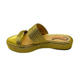 Load image into Gallery viewer, Charlotte Olympia Gold Metallic Woven Leather Flat Slide Sandals
