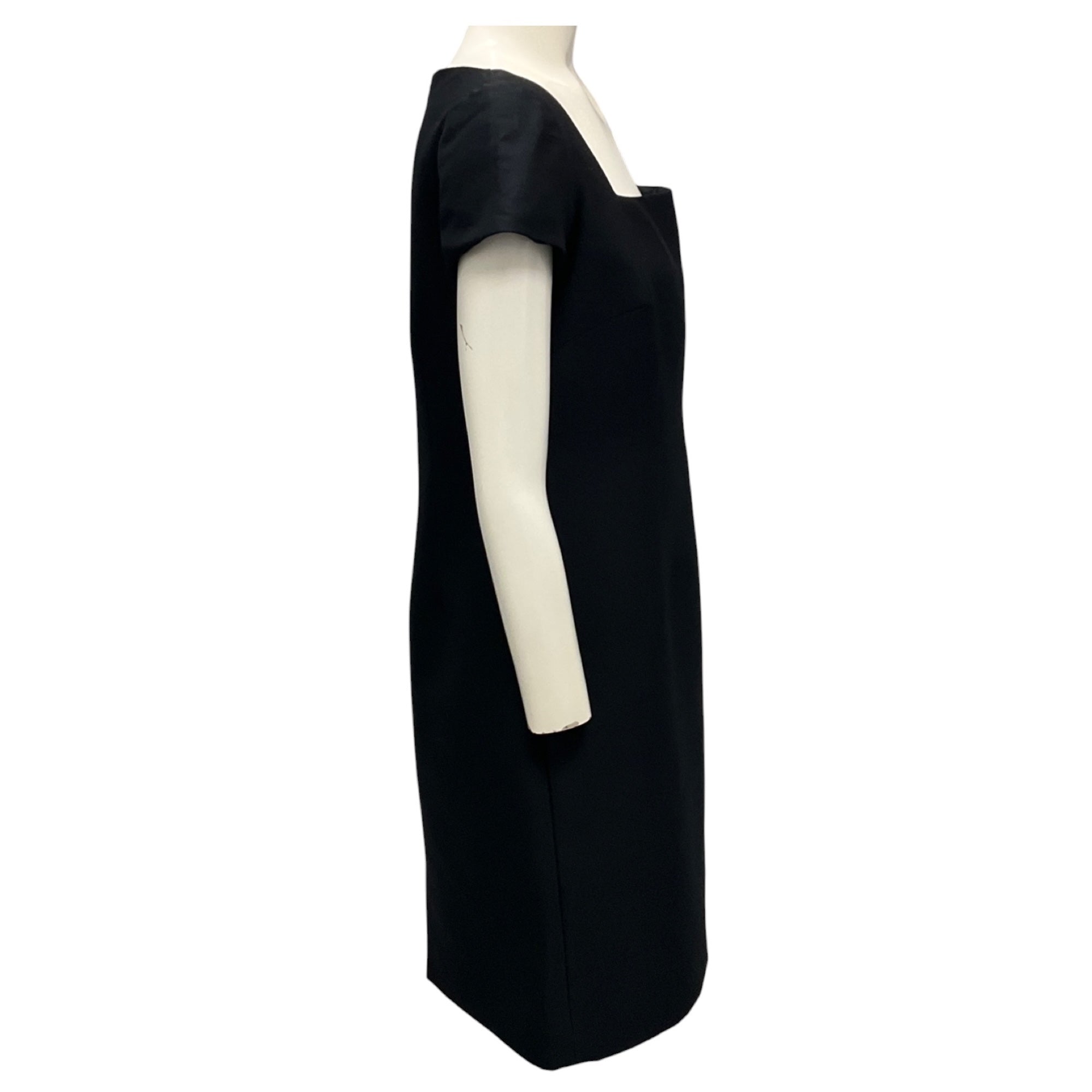 Lee Anderson Couture Black Cap Sleeved Square Neck Cocktail Dress