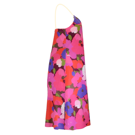 Sara Roka Pink Multi Floral Printed Sleeveless Cotton Dress