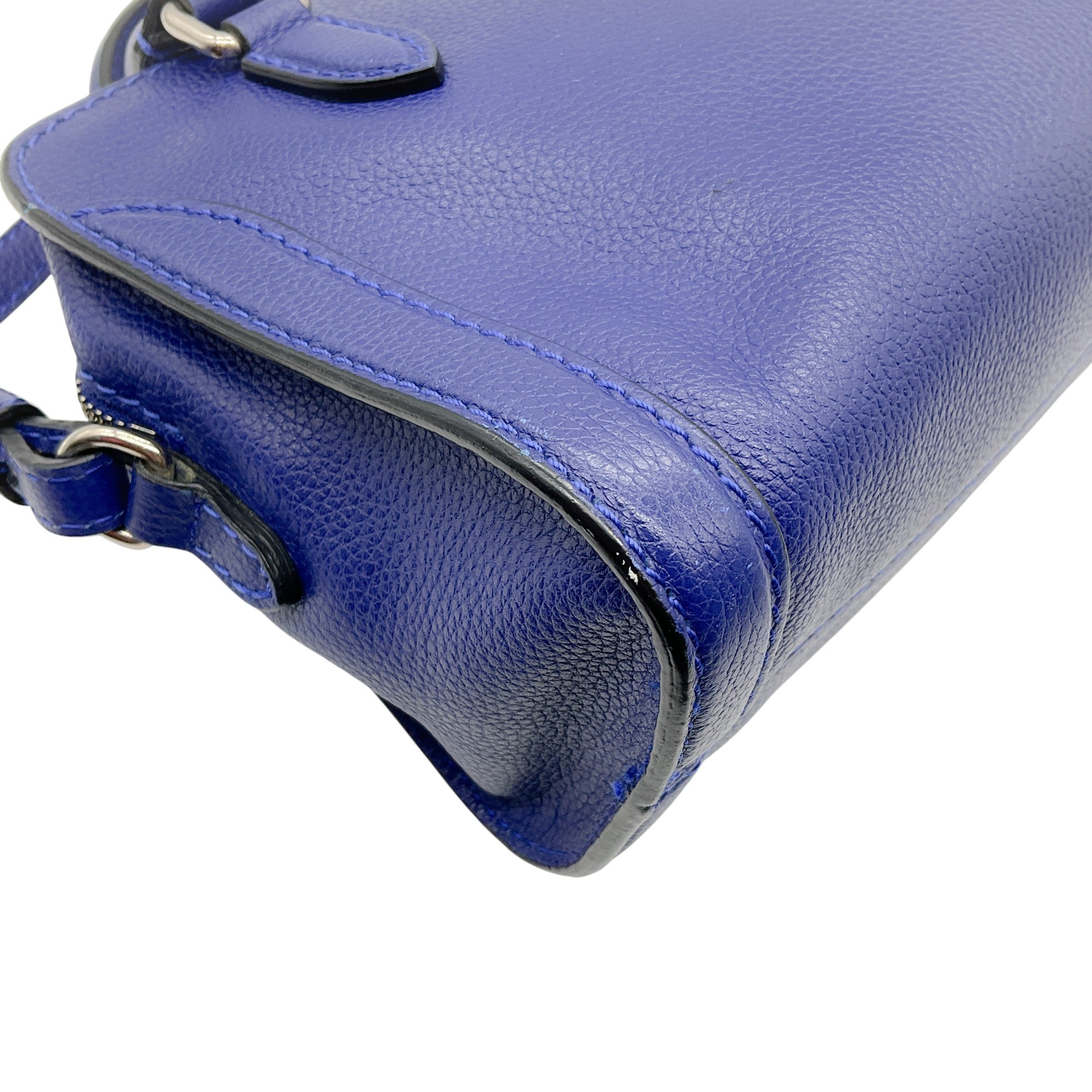 Alexander McQueen Blue Leather Mini Padlock Two Way Bag