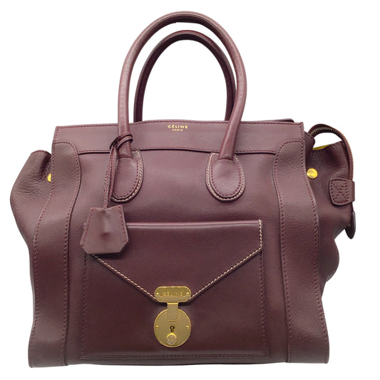Celine Burgundy Envelope Luggage Leather Tote Bag