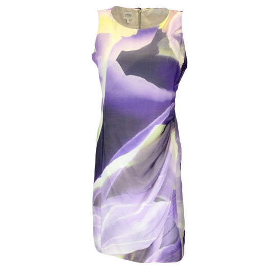 Armani Collezioni Purple Multi Printed Sleeveless Silk Midi Dress