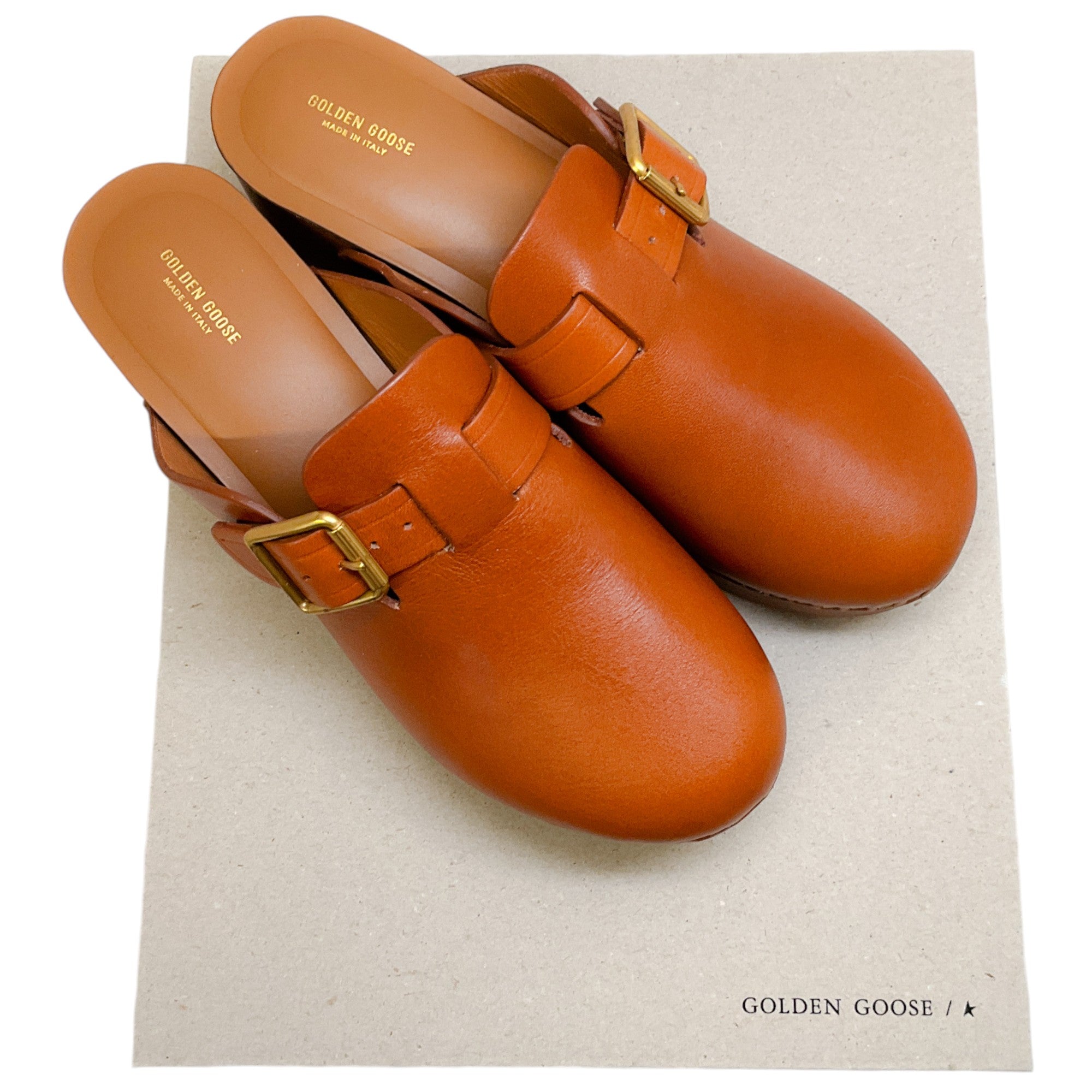 Golden Goose Deluxe Brand Tan Leather Provence Clogs