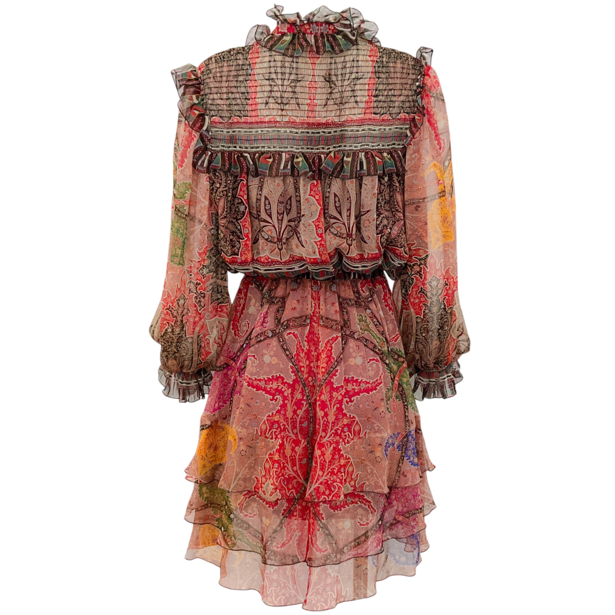 Etro Red / Gold Multi Silk Printed Dress