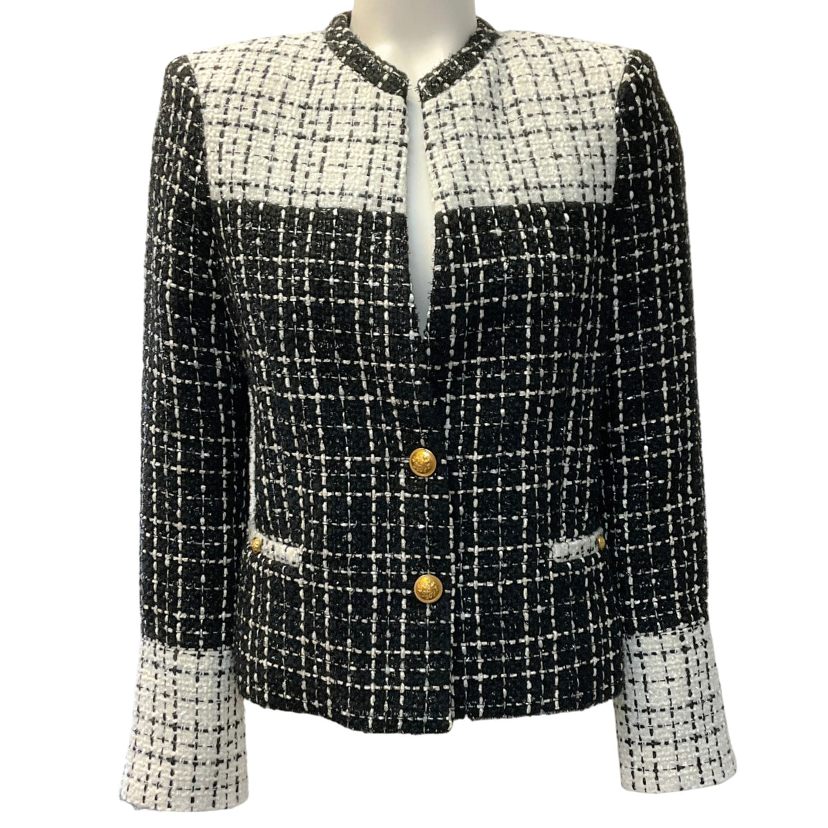 Alice + Olivia Black / White Jaydn Combination Tweed Jacket
