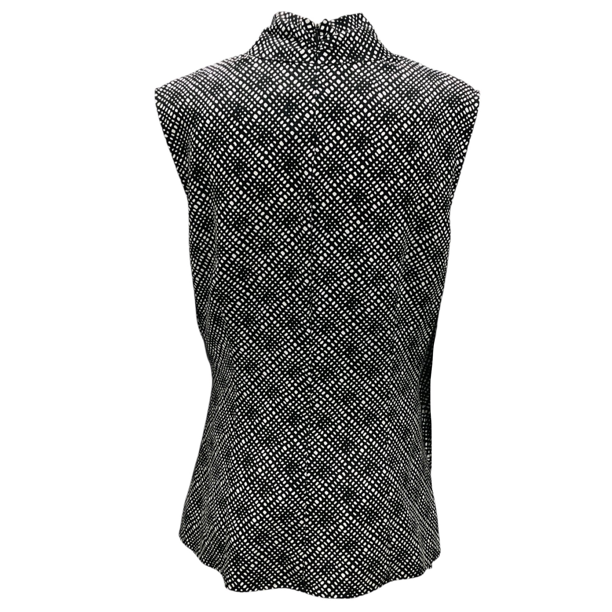 St. John Couture Black / White Printed Sleeveless Silk Top