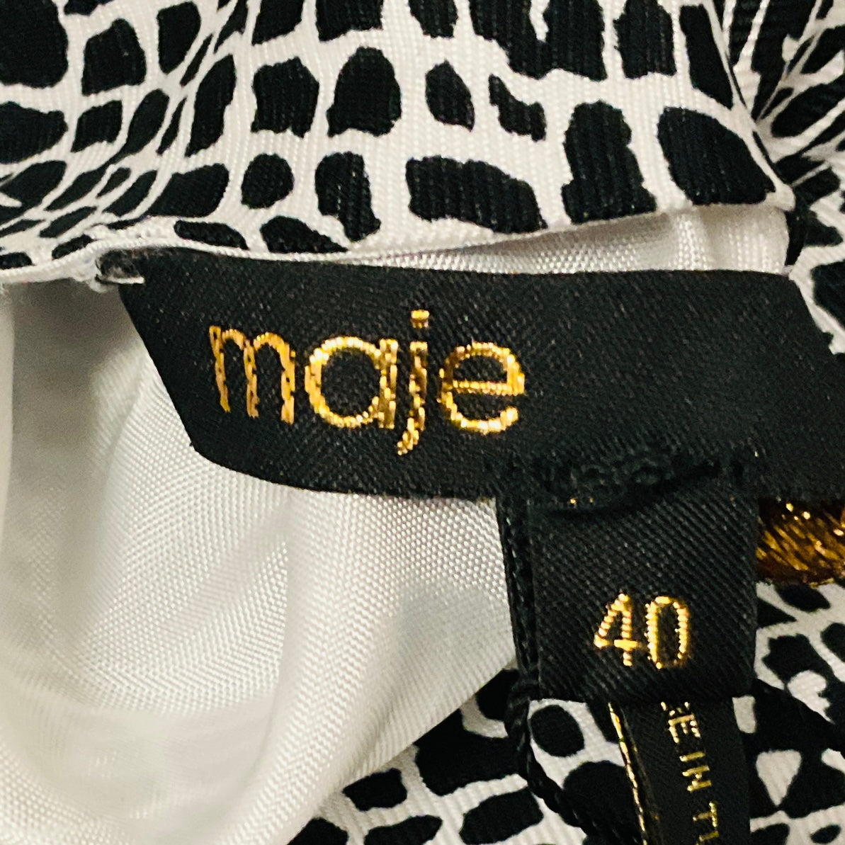 Maje Black / White Animalier Noir Blanc Maxi Dress