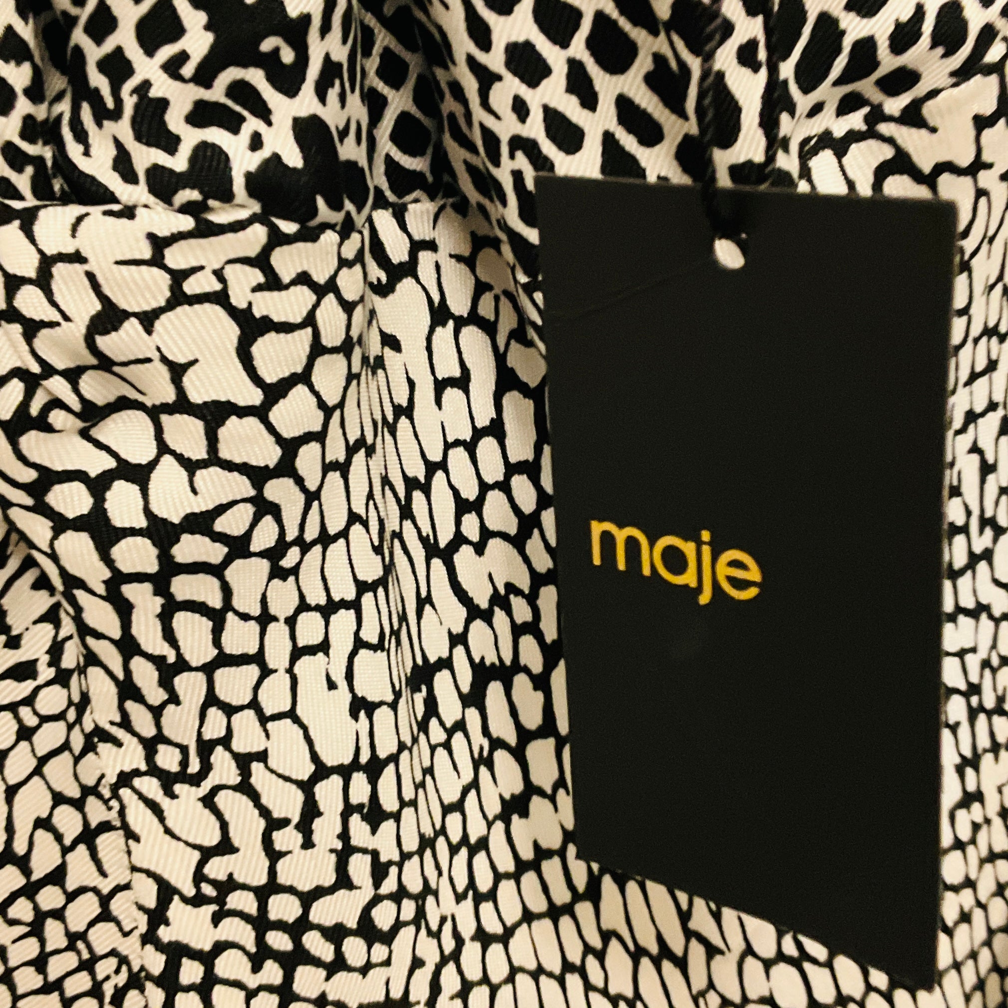 Maje Black / White Animalier Noir Blanc Maxi Dress