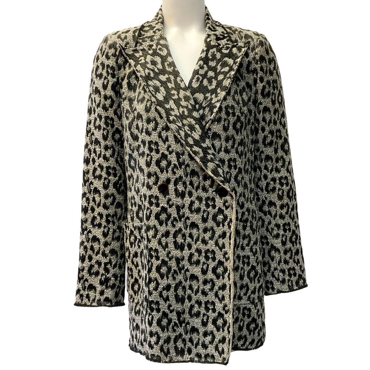 Le Superbe Black / Beige Leopard Print Blazer
