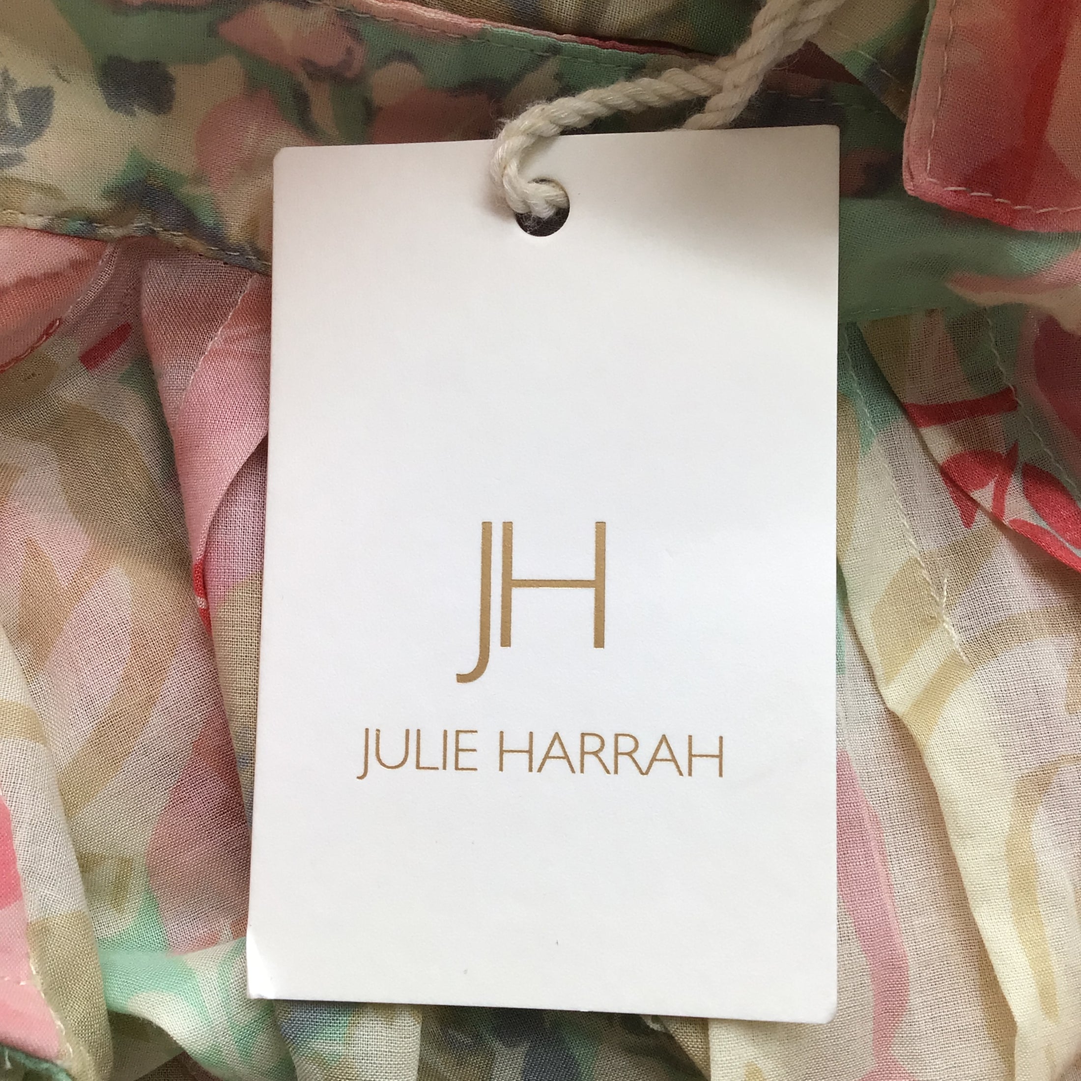 Julie Harrah Pink Multi Floral Printed Isabelle-Laura Print Long Cotton Dress