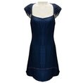 Load image into Gallery viewer, Luca Luca Navy Blue Cap Sleeved Satin Cocktail Dress
