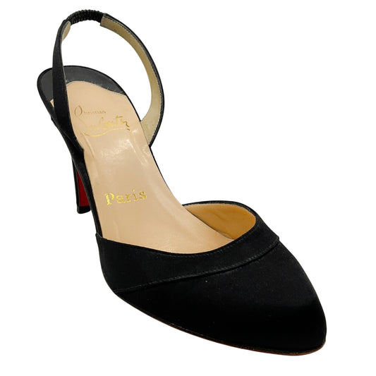 Christian Louboutin Black Satin Slingback Pumps
