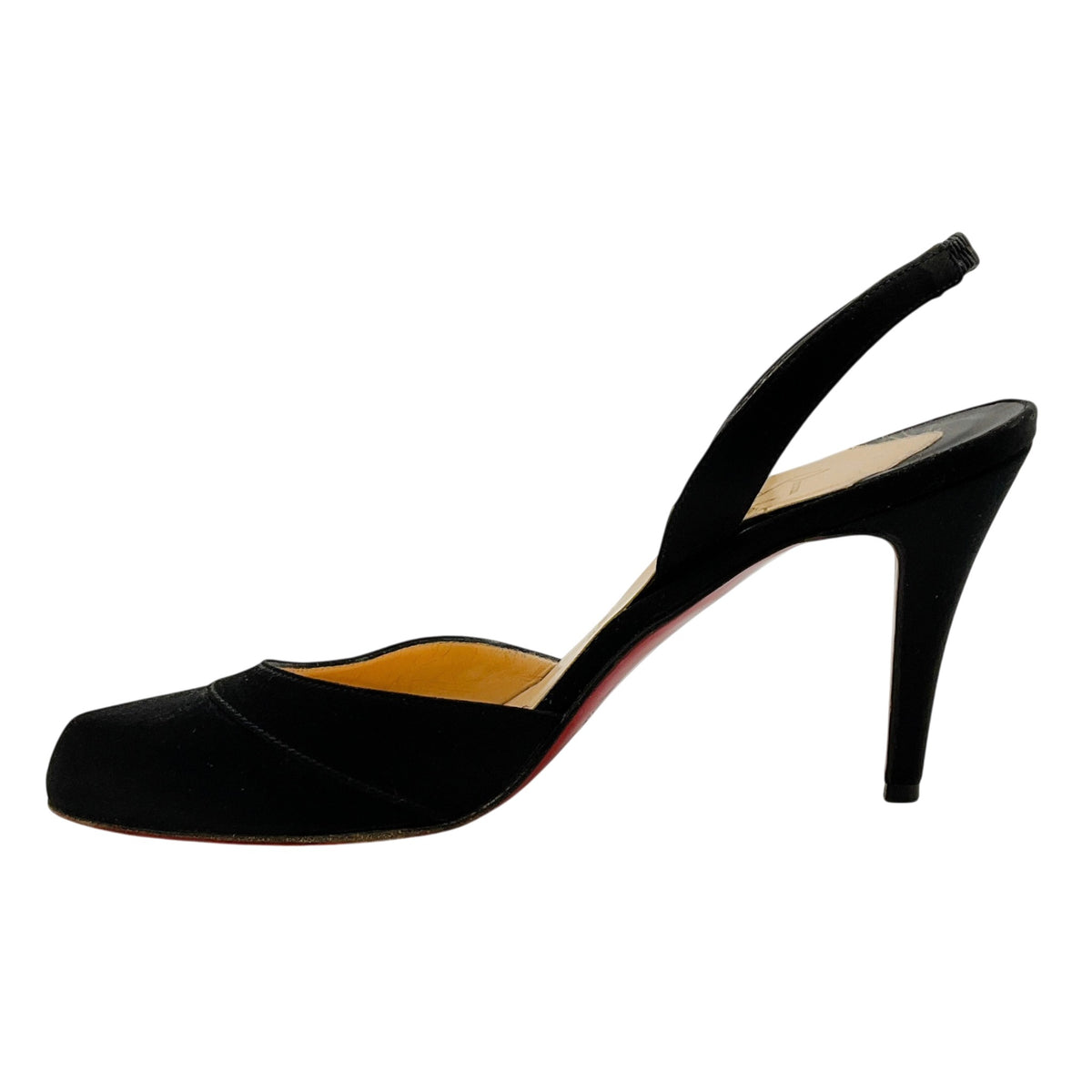 Christian Louboutin Black Satin Slingback Pumps
