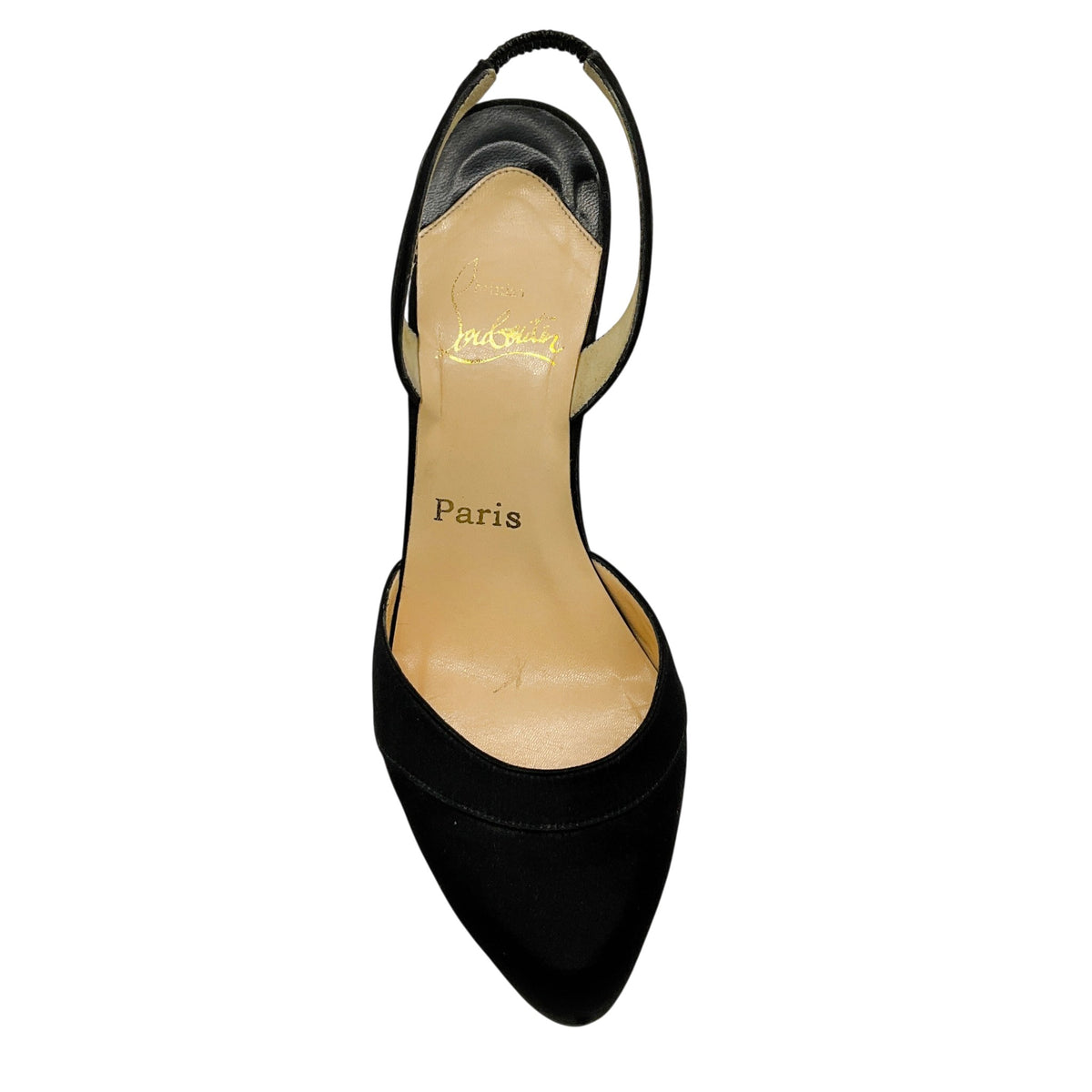 Christian Louboutin Black Satin Slingback Pumps