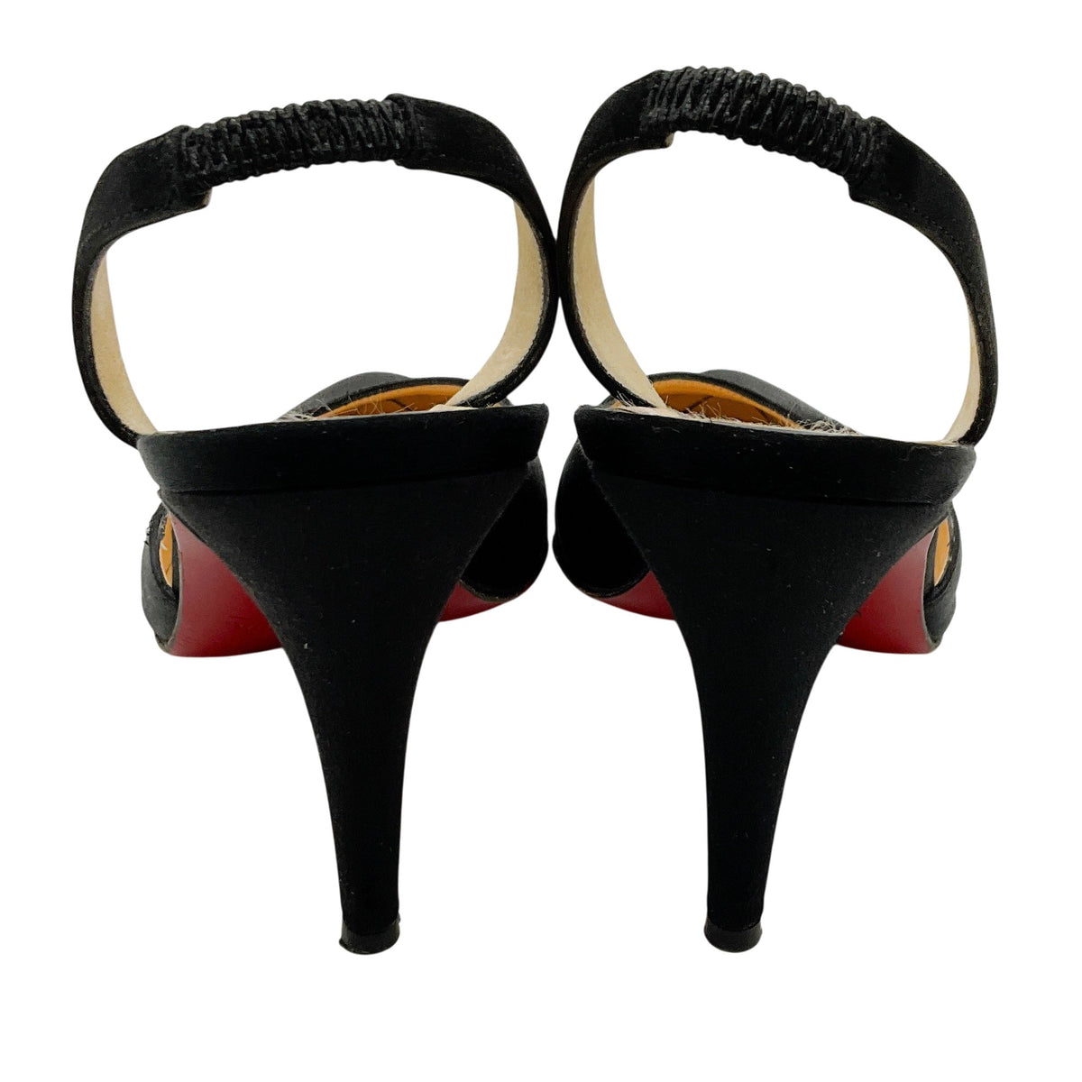 Christian Louboutin Black Satin Slingback Pumps