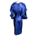 Load image into Gallery viewer, Sally LaPointe Blue Fur Trimmed Sequined Dress
