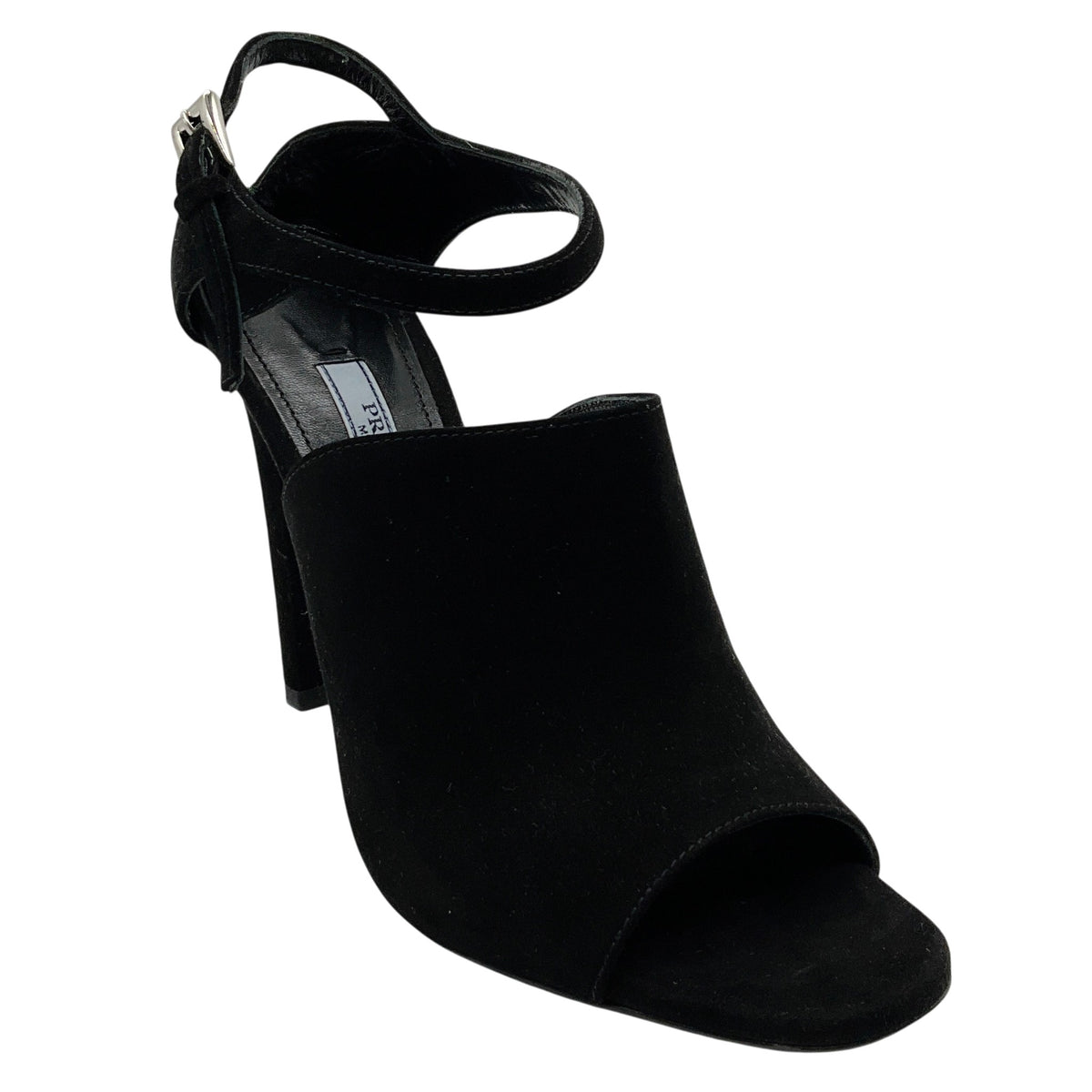 Prada Black Suede Peep Toe Ankle Booties
