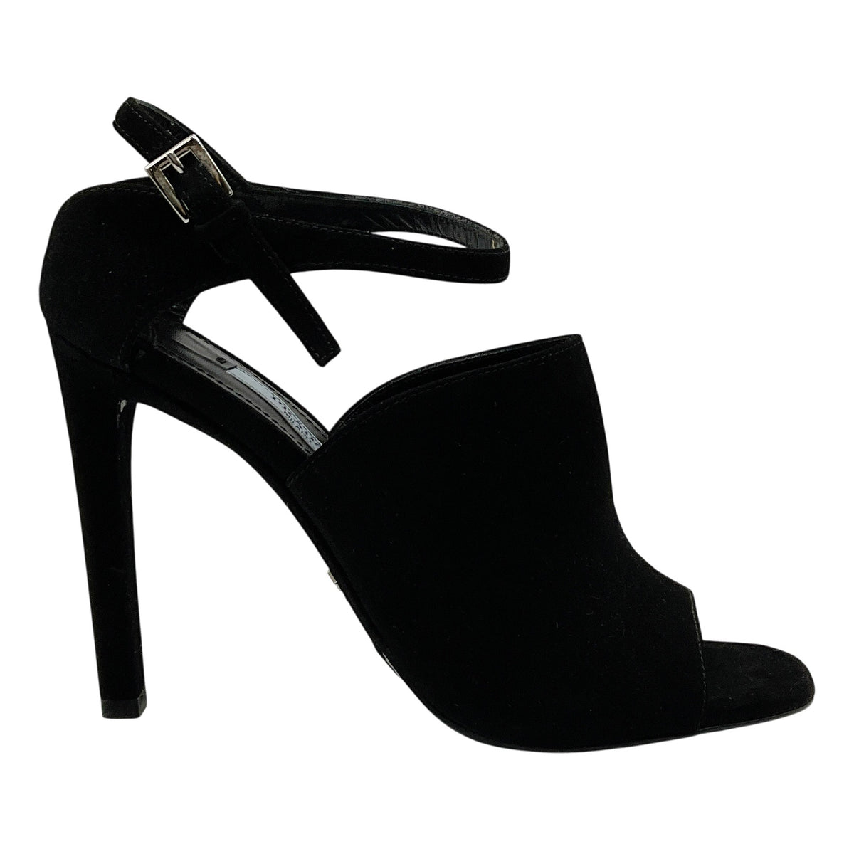 Prada Black Suede Peep Toe Ankle Booties