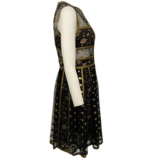 Elie Saab Black / Gold Lace Sleeveless Dress