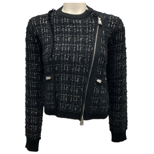 Simkhai Black Multi Alamdea Boucle Tweed Zip Up Sweater