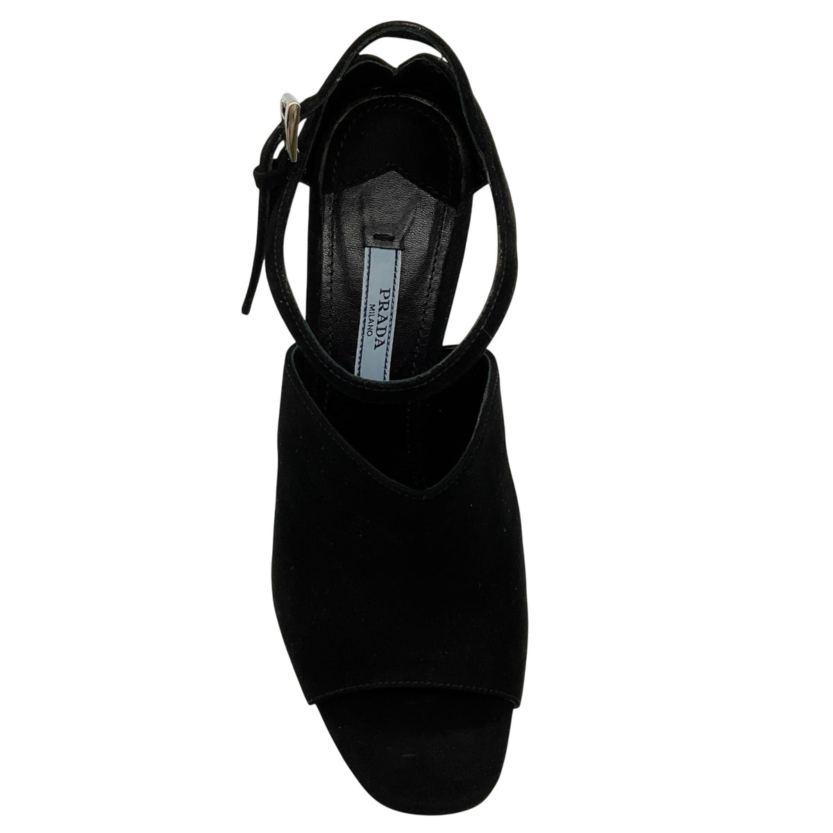 Prada Black Suede Peep Toe Ankle Booties