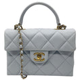 Load image into Gallery viewer, Chanel Light Blue Quilted Caviar Leather Retro Top Handle Flap Bag
